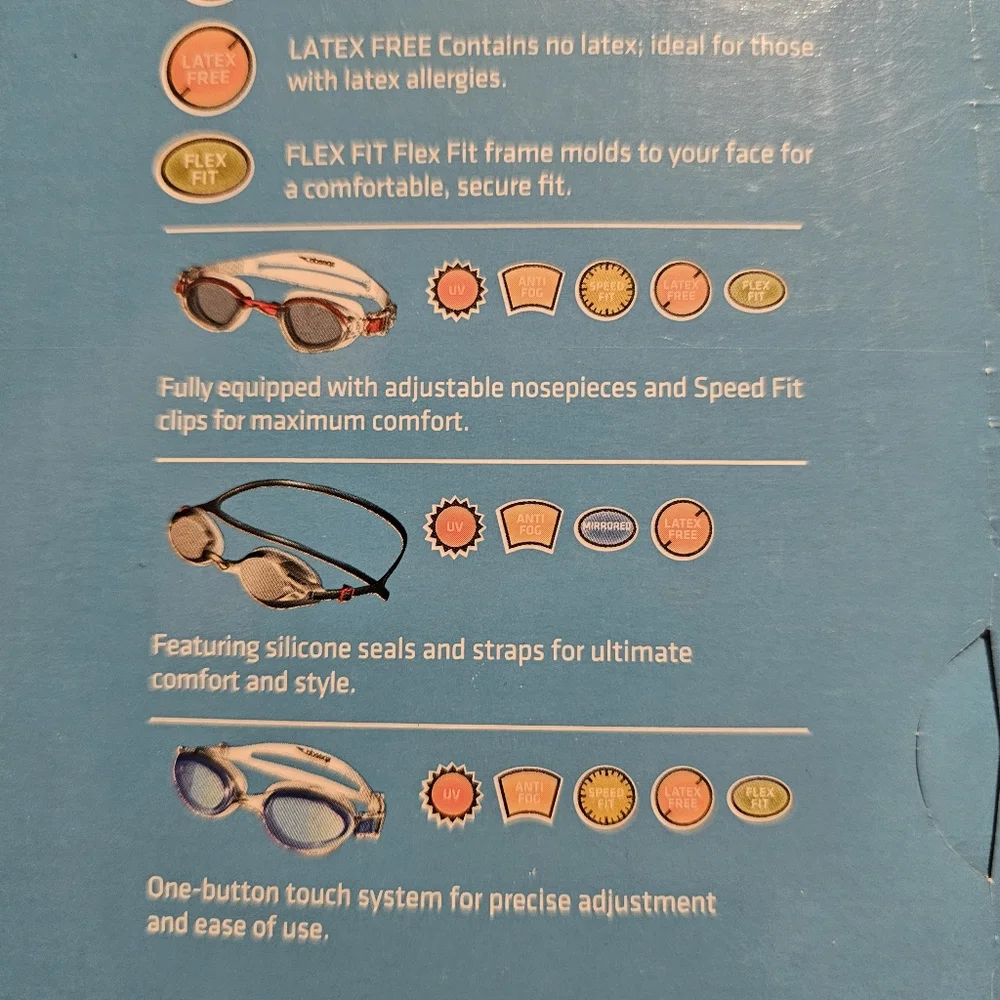 Speedo Adult Swim Goggle Set Blue, Red, Black